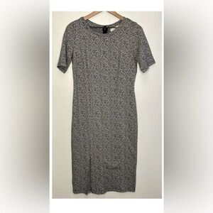 Loft animal print front slit midi dress size 4